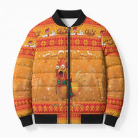 Funny Christmas F Caw F Chicken Bomber Puffer Jacket Merry Craw Mas - Wonder Print Shop