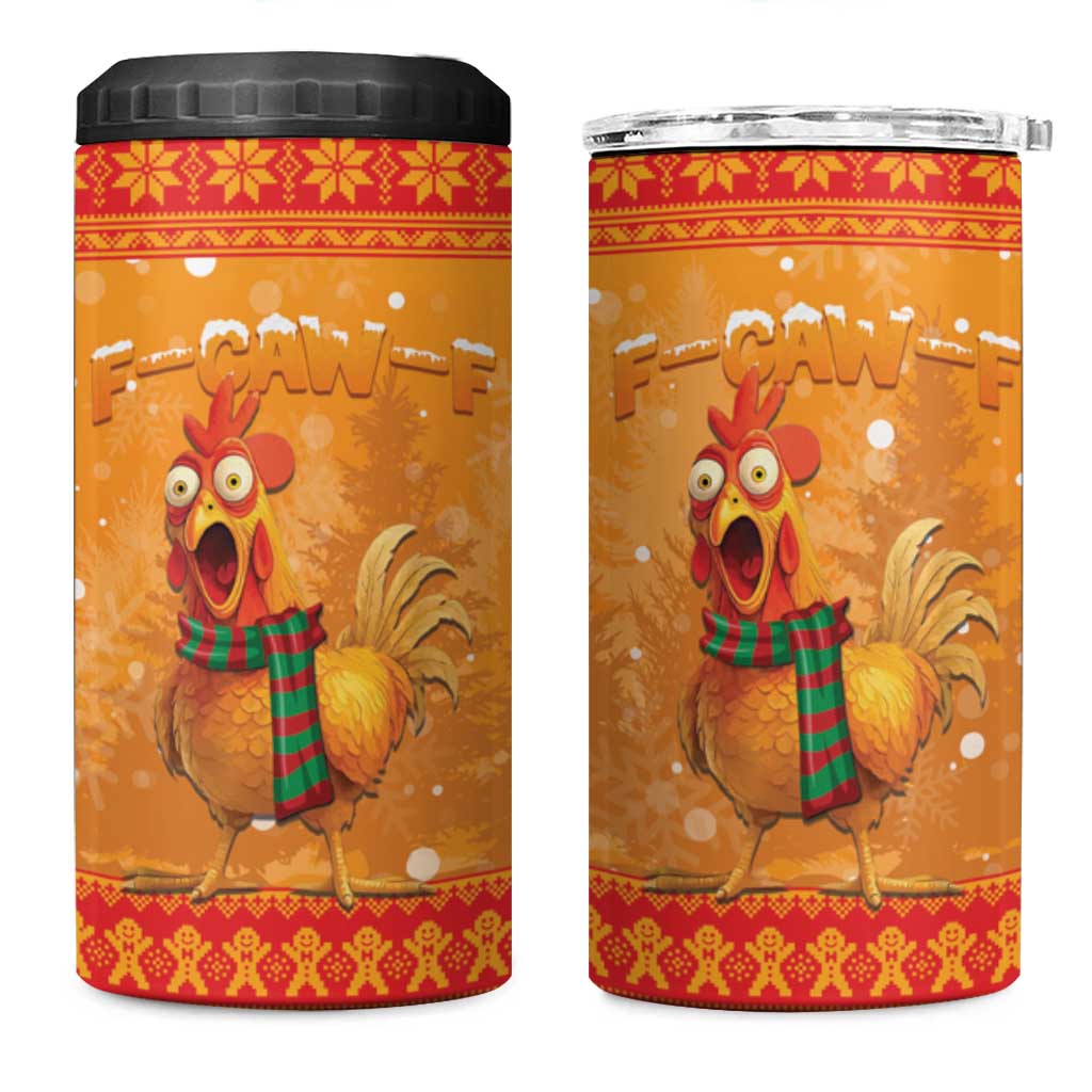 Funny Christmas F Caw F Chicken 4 in 1 Can Cooler Tumbler Merry Craw Mas - Wonder Print Shop