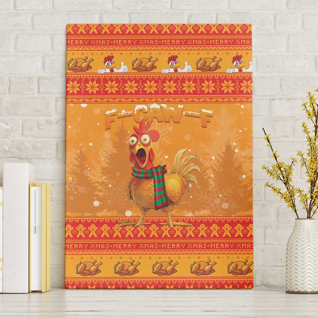 Funny Christmas F Caw F Chicken Canvas Wall Art Merry Craw Mas - Wonder Print Shop