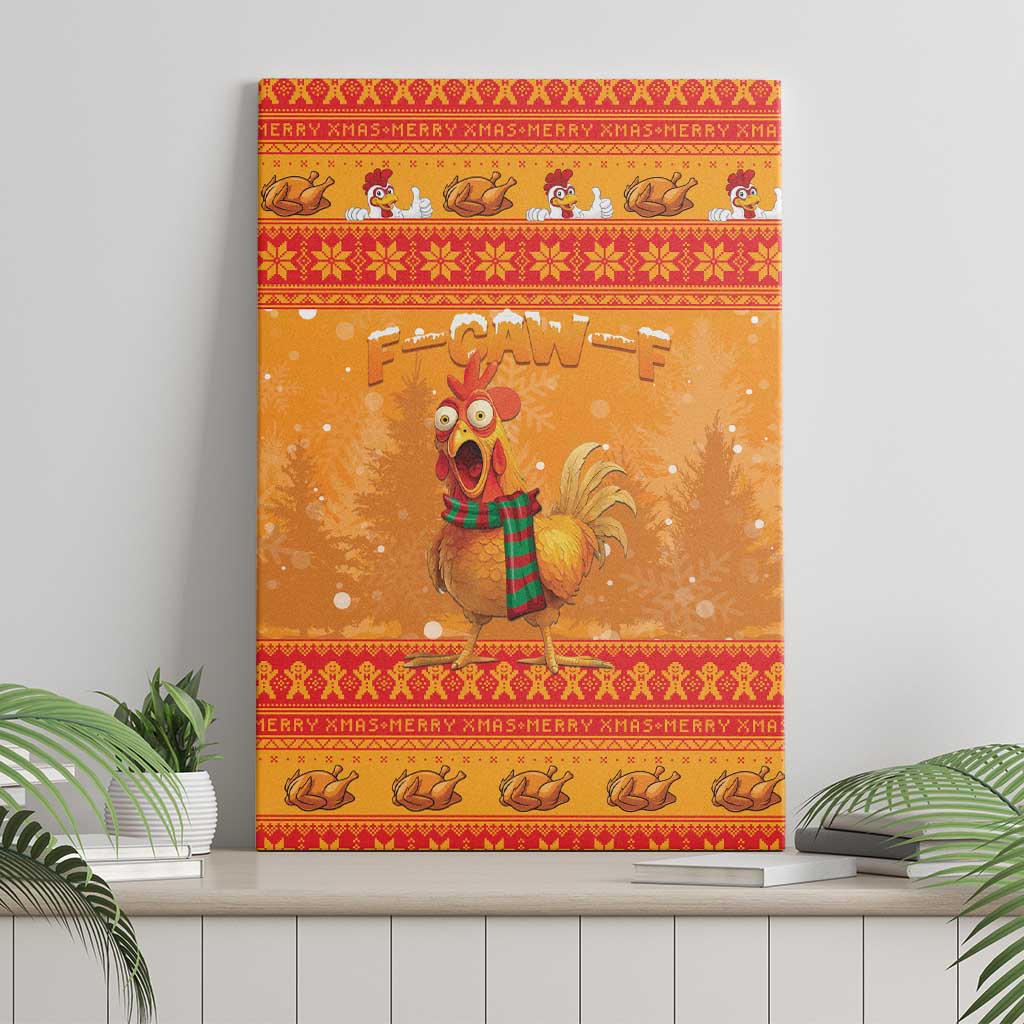 Funny Christmas F Caw F Chicken Canvas Wall Art Merry Craw Mas - Wonder Print Shop