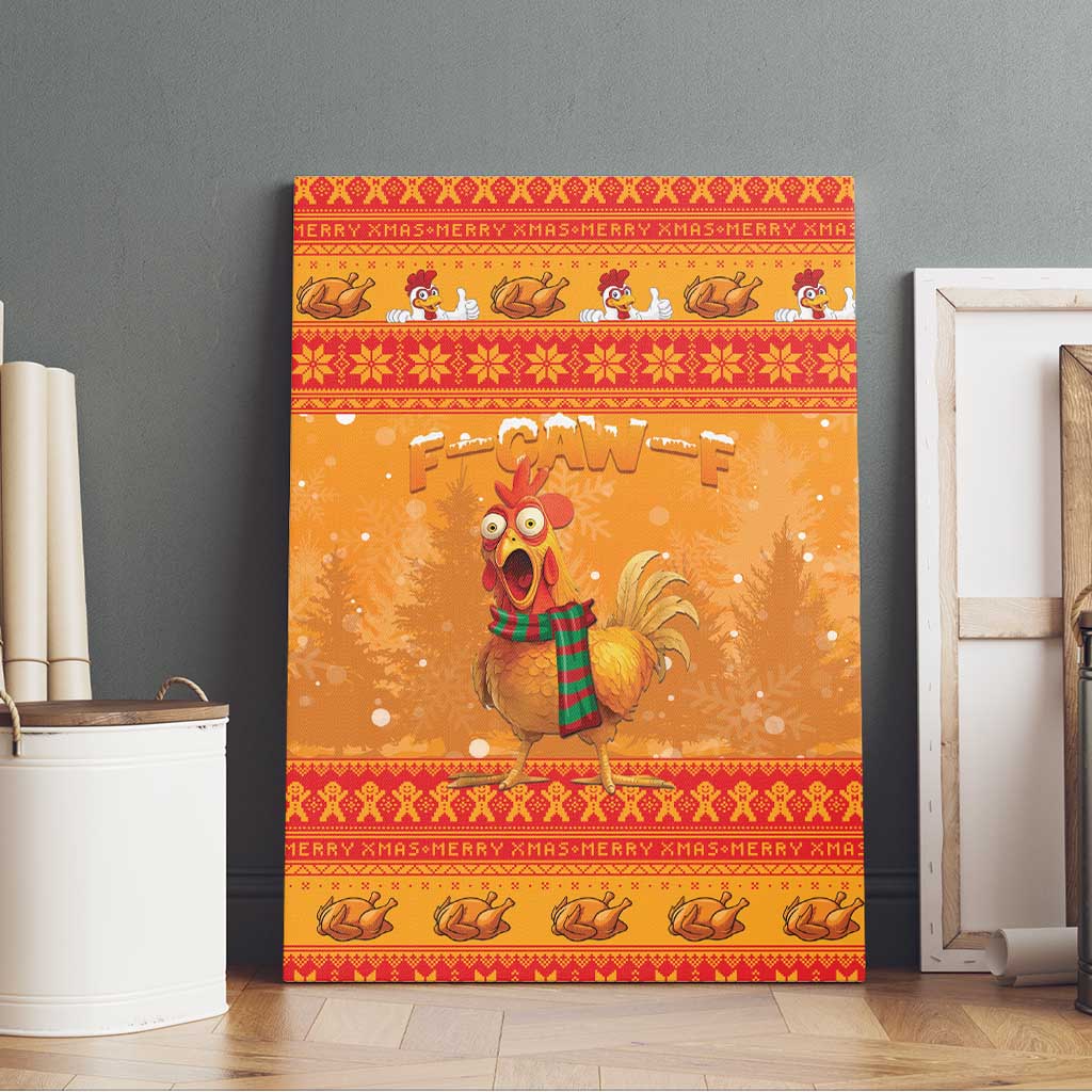 Funny Christmas F Caw F Chicken Canvas Wall Art Merry Craw Mas - Wonder Print Shop