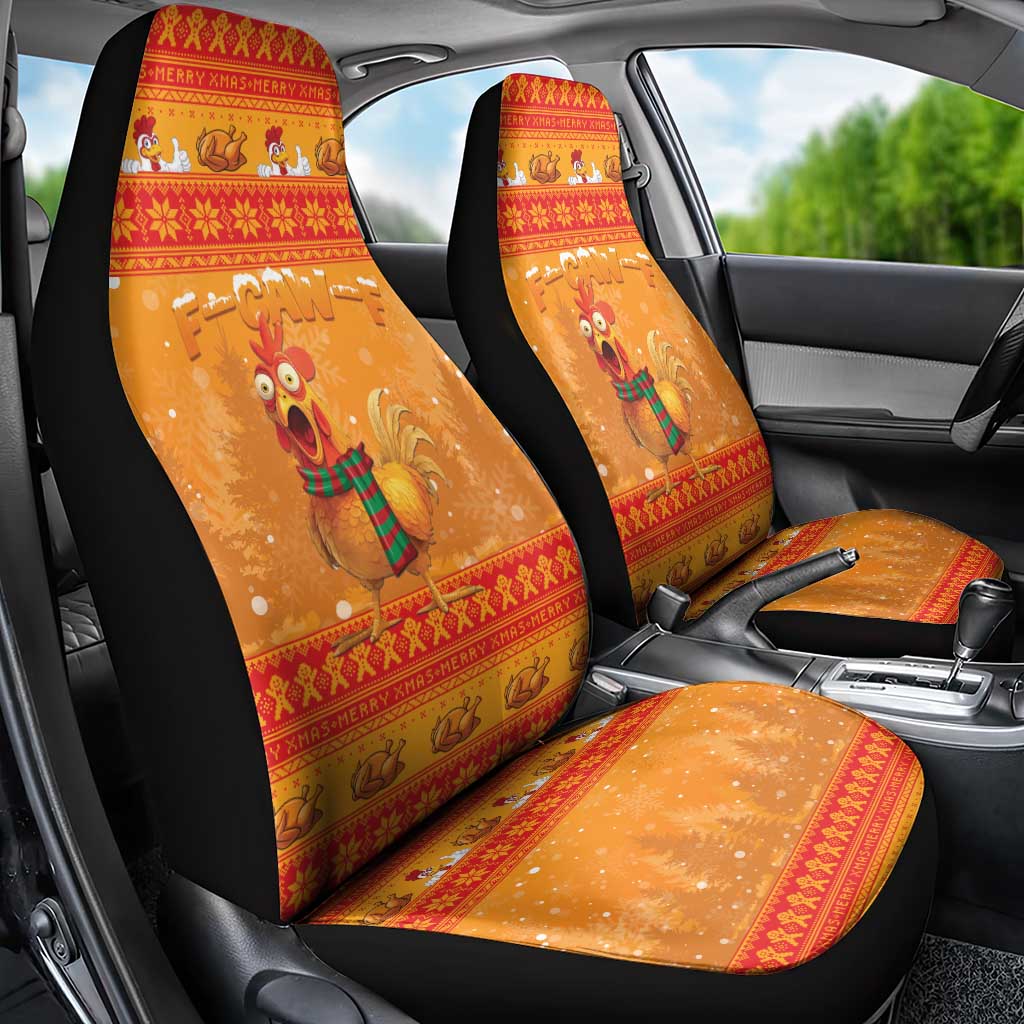 Funny Christmas F Caw F Chicken Car Seat Cover Merry Craw Mas - Wonder Print Shop