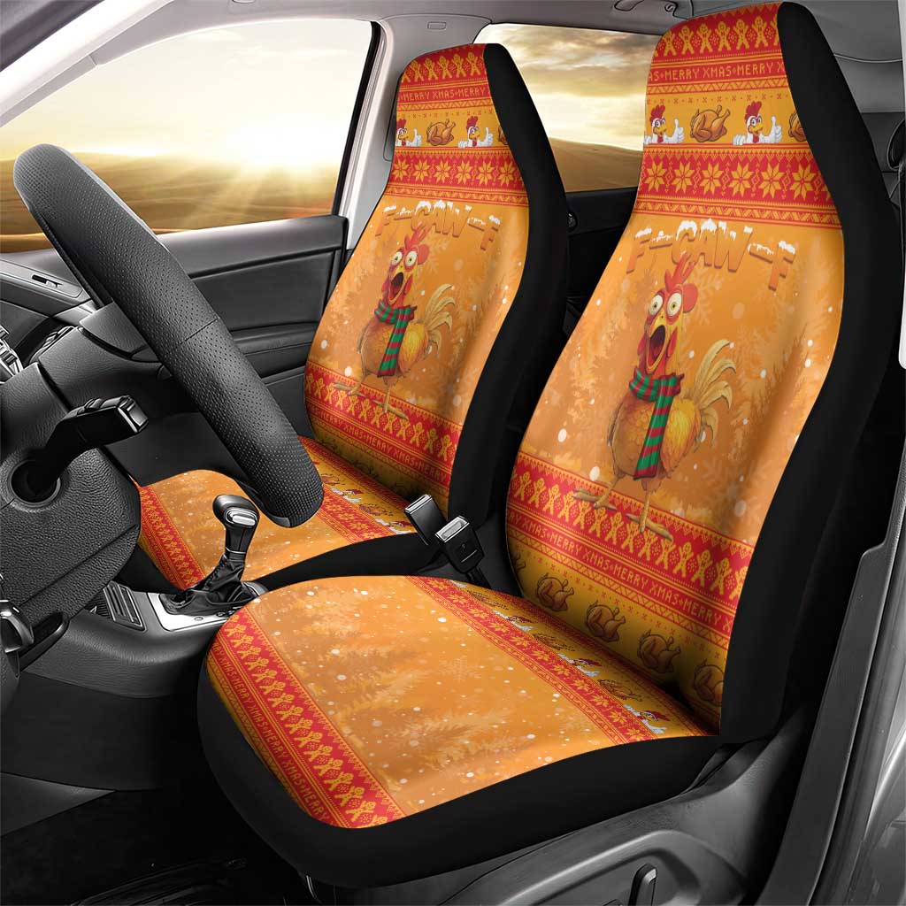 Funny Christmas F Caw F Chicken Car Seat Cover Merry Craw Mas - Wonder Print Shop