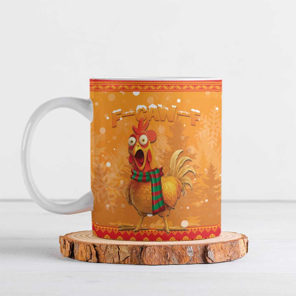 Funny Christmas F Caw F Chicken Ceramic Mug Merry Craw Mas - Wonder Print Shop