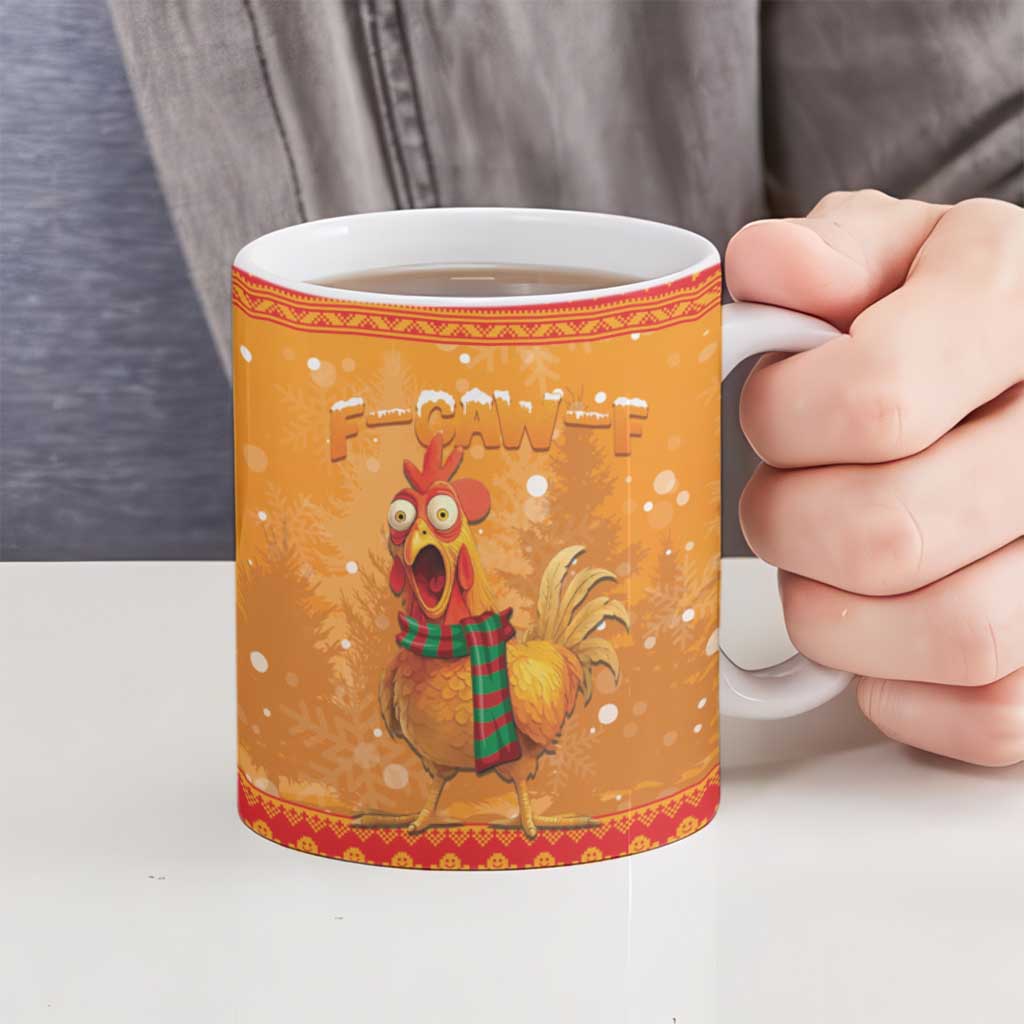 Funny Christmas F Caw F Chicken Ceramic Mug Merry Craw Mas - Wonder Print Shop
