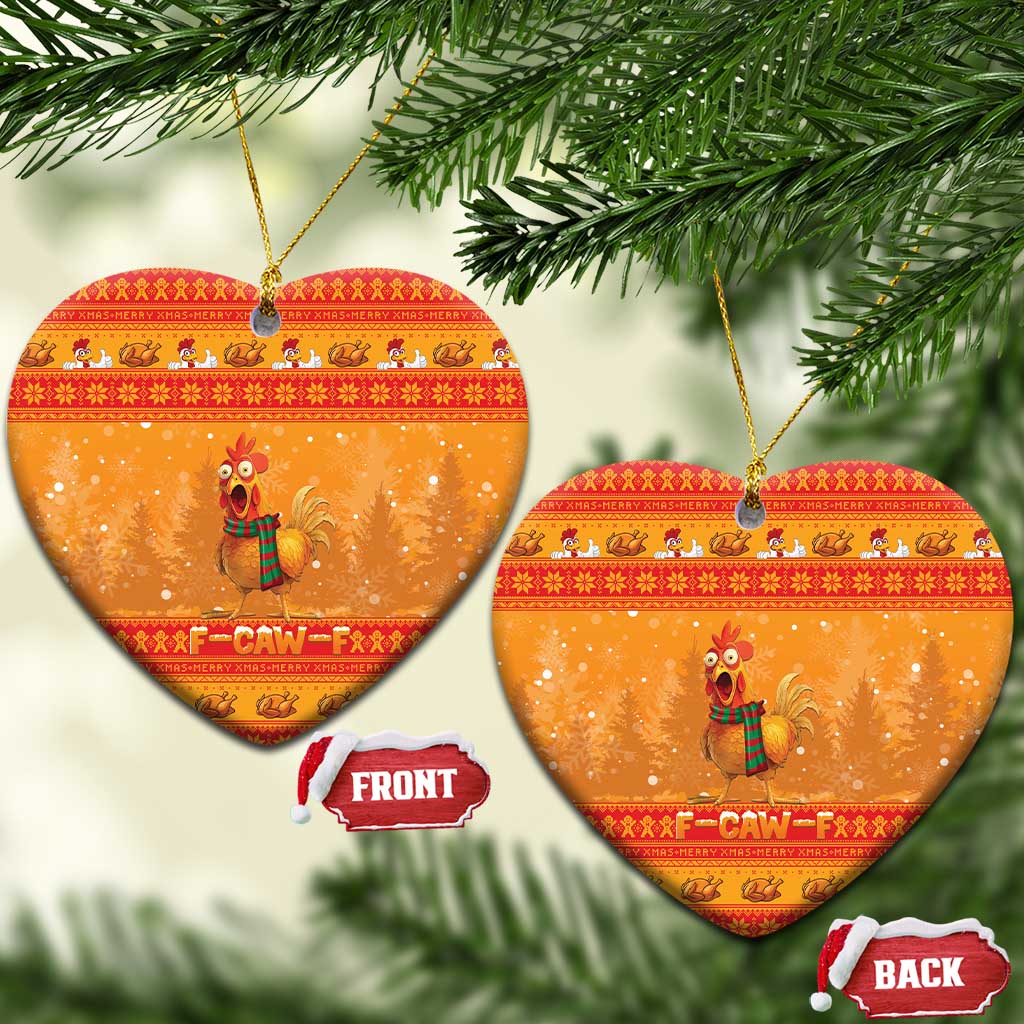 Funny Christmas F Caw F Chicken Ceramic Ornament Merry Craw Mas - Wonder Print Shop