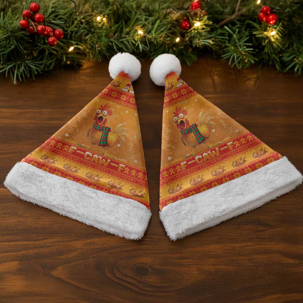 Funny Christmas F Caw F Chicken Christmas Santa Hat Merry Craw Mas - Wonder Print Shop