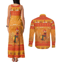 Funny Christmas F Caw F Chicken Couples Matching Tank Maxi Dress and Long Sleeve Button Shirt Merry Craw Mas - Wonder Print Shop