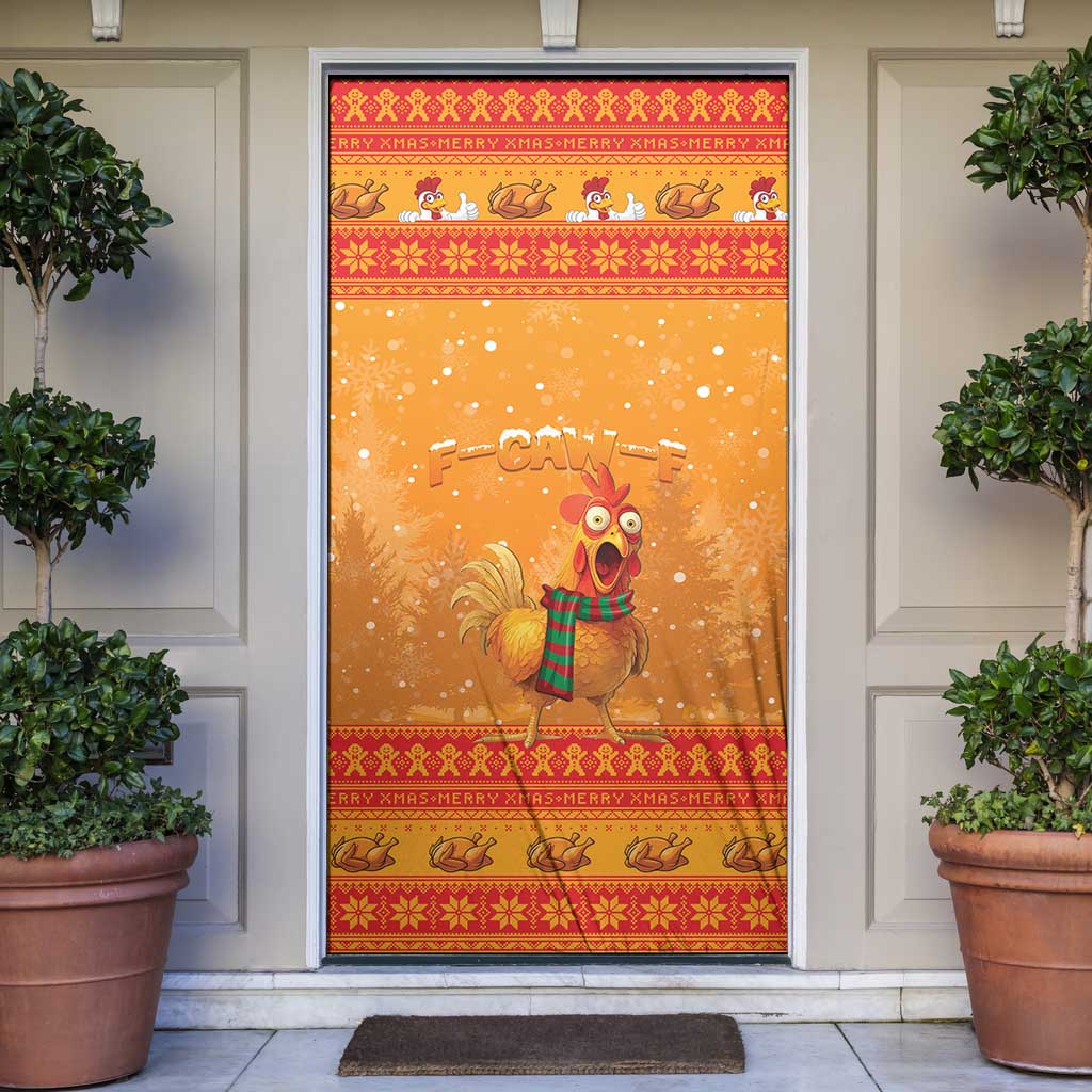 Funny Christmas F Caw F Chicken Door Cover Merry Craw Mas - Wonder Print Shop