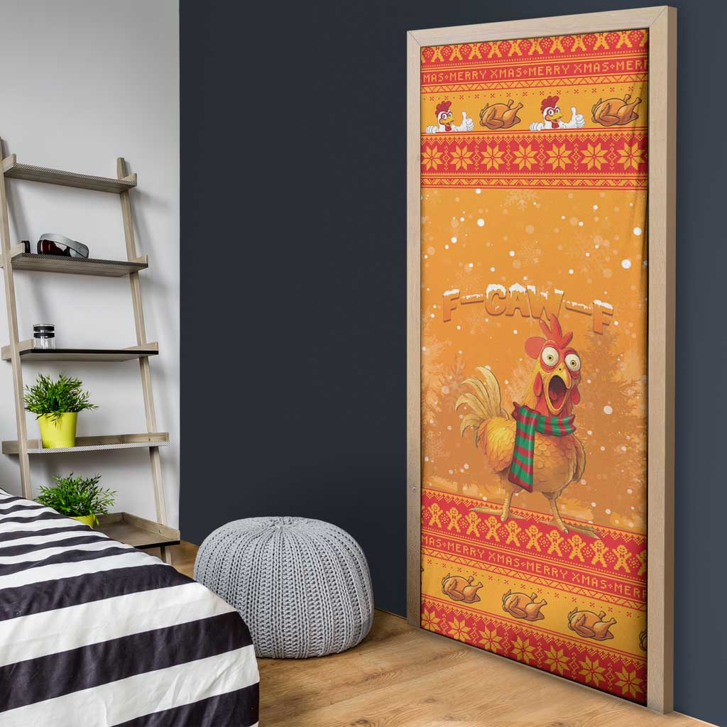 Funny Christmas F Caw F Chicken Door Cover Merry Craw Mas - Wonder Print Shop