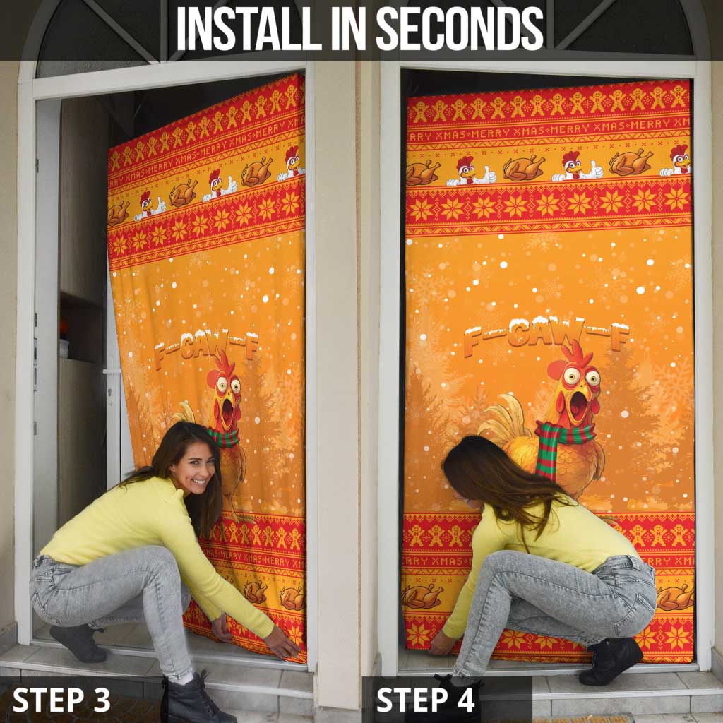 Funny Christmas F Caw F Chicken Door Cover Merry Craw Mas - Wonder Print Shop