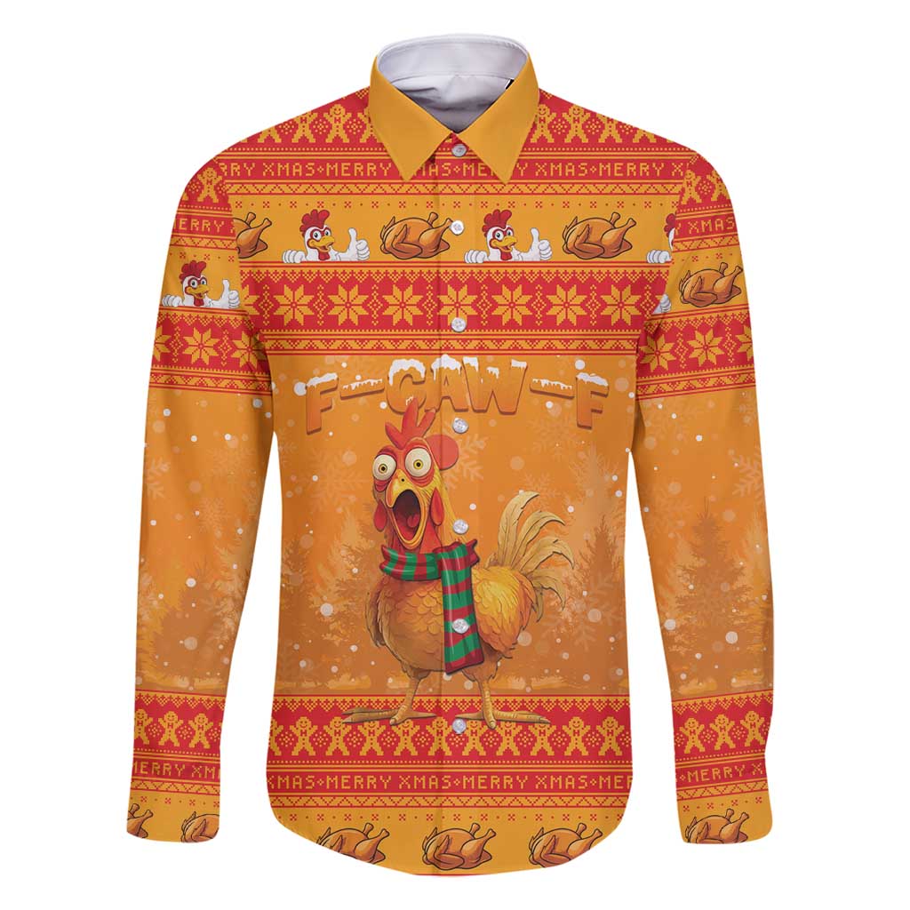Funny Christmas F Caw F Chicken Family Matching Long Sleeve Bodycon Dress and Hawaiian Shirt Merry Craw Mas - Wonder Print Shop