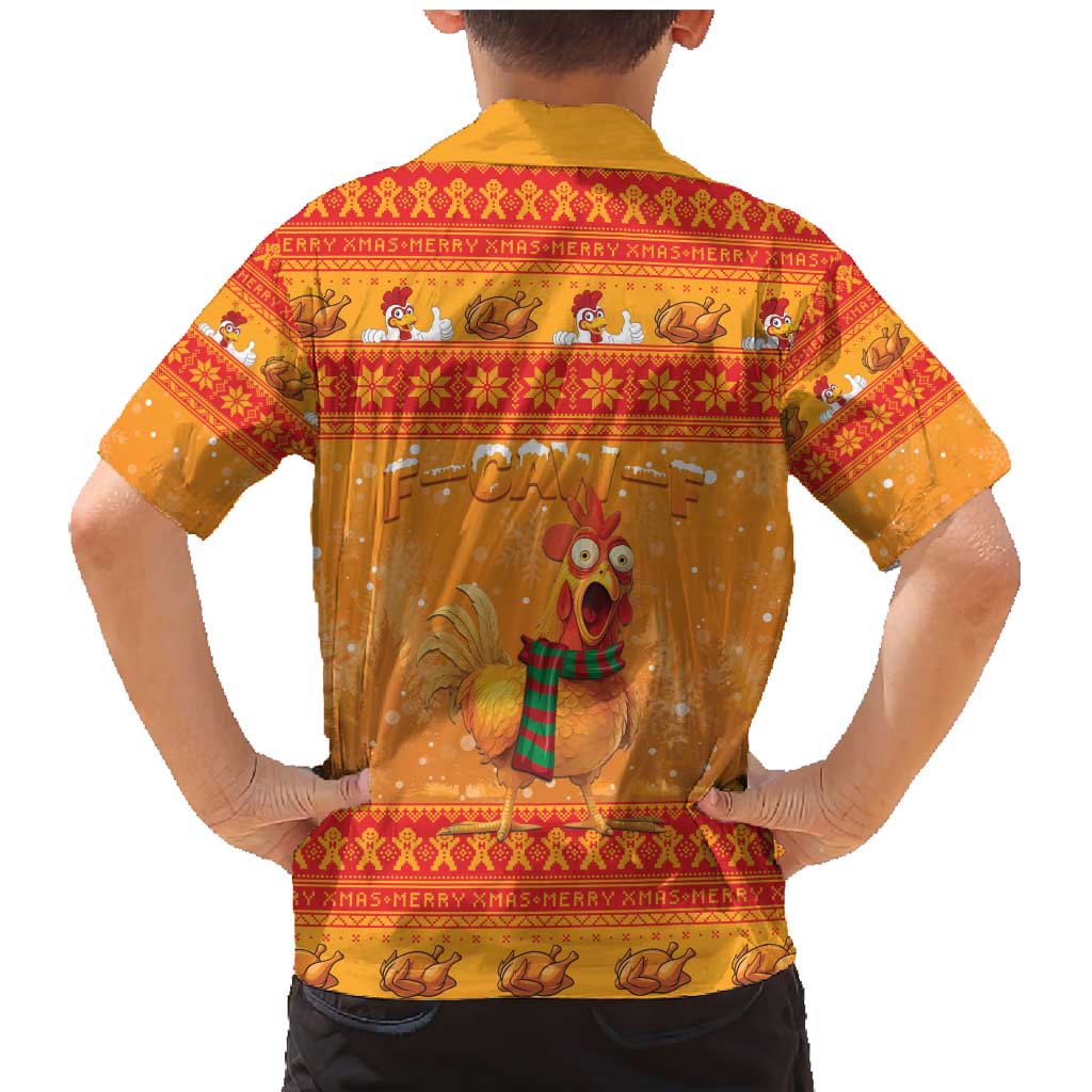 Funny Christmas F Caw F Chicken Family Matching Mermaid Dress and Hawaiian Shirt Merry Craw Mas - Wonder Print Shop