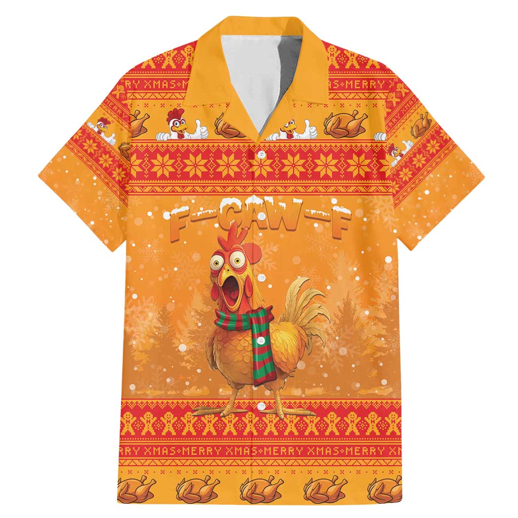 Funny Christmas F Caw F Chicken Family Matching Mermaid Dress and Hawaiian Shirt Merry Craw Mas - Wonder Print Shop
