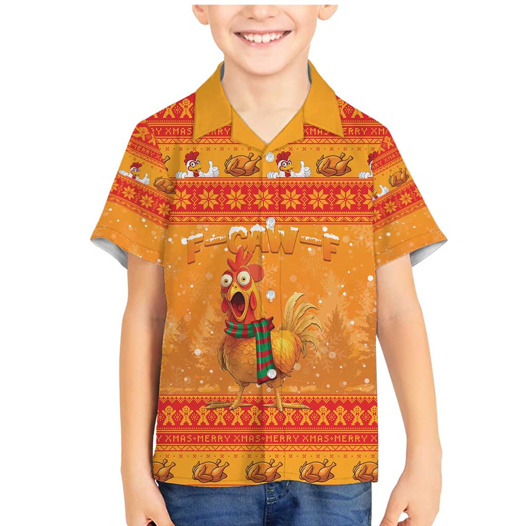 Funny Christmas F Caw F Chicken Family Matching Mermaid Dress and Hawaiian Shirt Merry Craw Mas - Wonder Print Shop