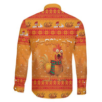 Funny Christmas F Caw F Chicken Family Matching Off The Shoulder Long Sleeve Dress and Hawaiian Shirt Merry Craw Mas - Wonder Print Shop