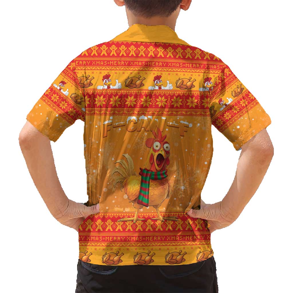 Funny Christmas F Caw F Chicken Family Matching Off Shoulder Maxi Dress and Hawaiian Shirt Merry Craw Mas - Wonder Print Shop