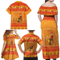 Funny Christmas F Caw F Chicken Family Matching Off Shoulder Maxi Dress and Hawaiian Shirt Merry Craw Mas - Wonder Print Shop
