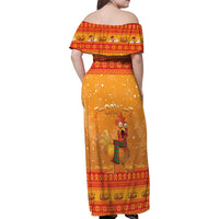 Funny Christmas F Caw F Chicken Family Matching Off Shoulder Maxi Dress and Hawaiian Shirt Merry Craw Mas - Wonder Print Shop