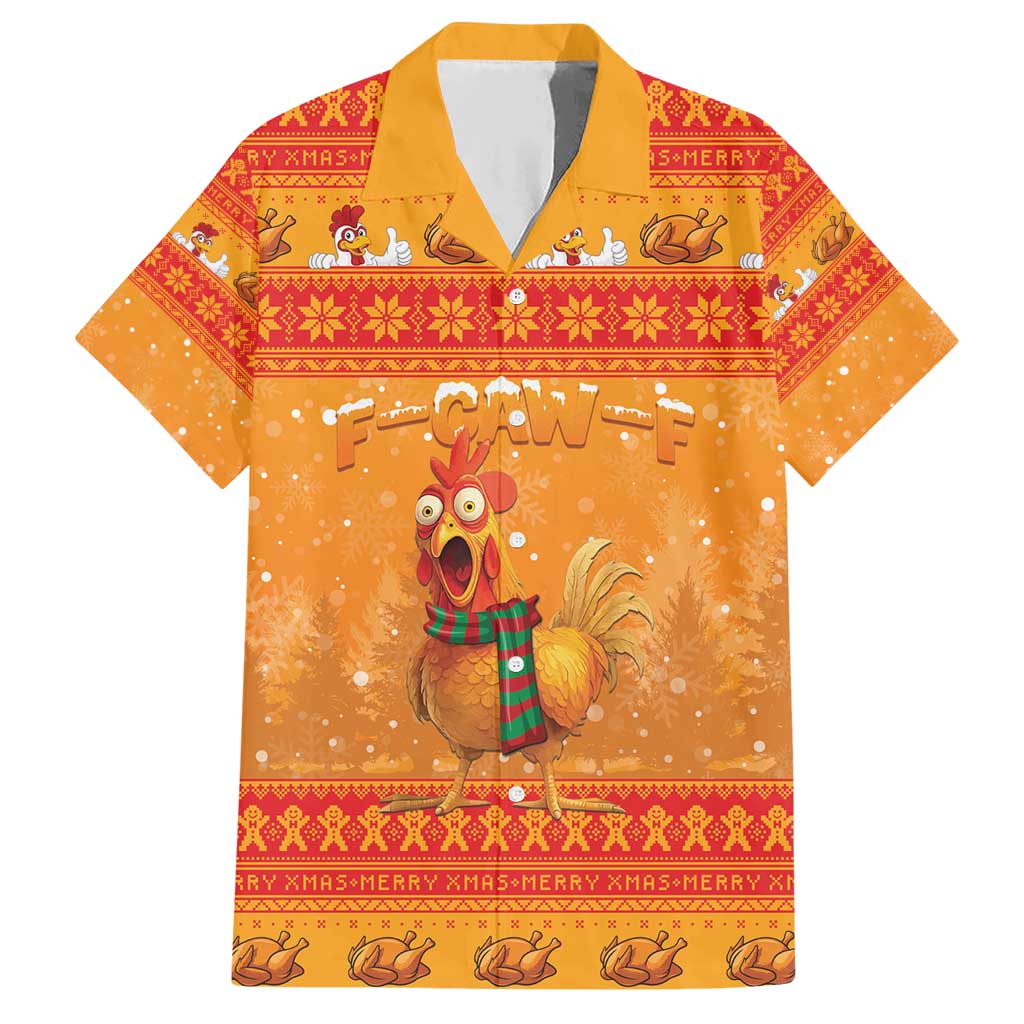Funny Christmas F Caw F Chicken Family Matching Short Sleeve Bodycon Dress and Hawaiian Shirt Merry Craw Mas - Wonder Print Shop