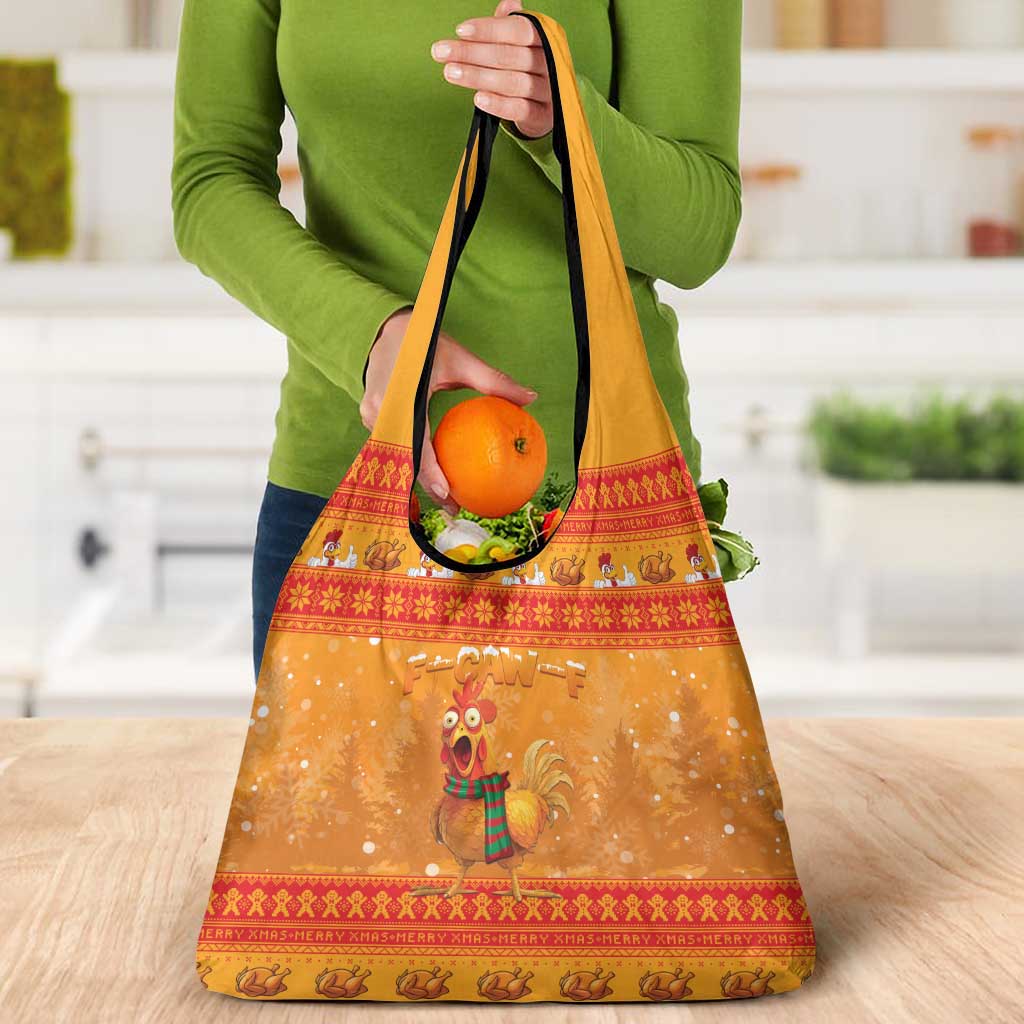Funny Christmas F Caw F Chicken Grocery Bag Merry Craw Mas - Wonder Print Shop