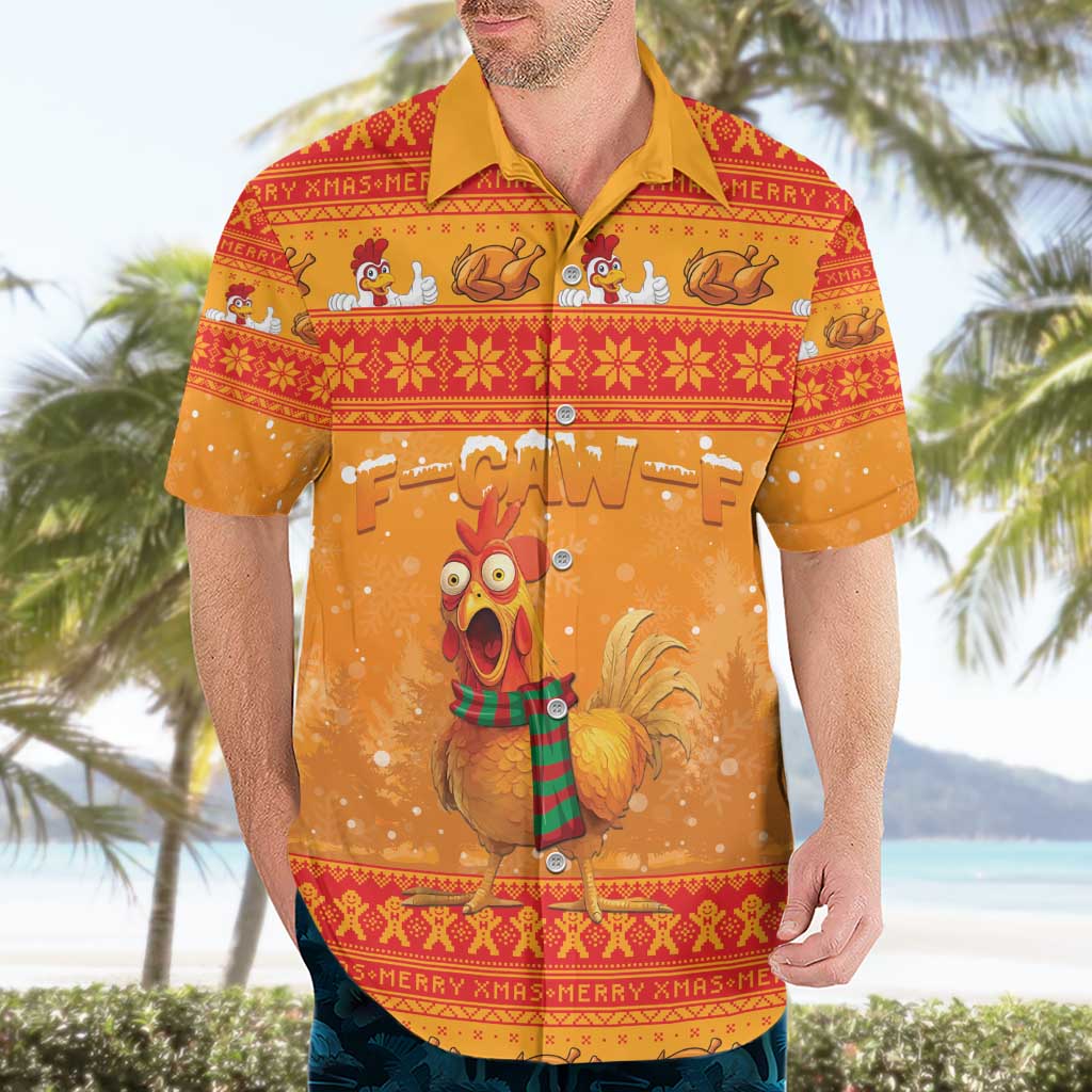Funny Christmas F Caw F Chicken Hawaiian Shirt Merry Craw Mas - Wonder Print Shop