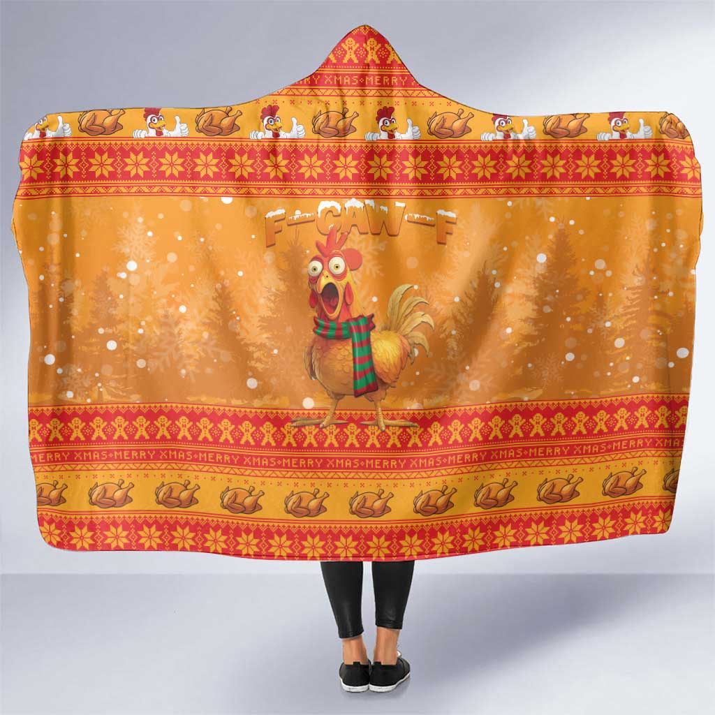 Funny Christmas F Caw F Chicken Hooded Blanket Merry Craw Mas - Wonder Print Shop