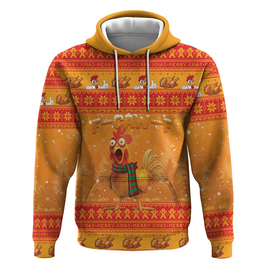 Funny Christmas F Caw F Chicken Hoodie Merry Craw Mas - Wonder Print Shop