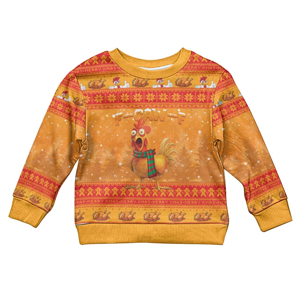 Funny Christmas F Caw F Chicken Kid Ugly Christmas Sweater Merry Craw Mas - Wonder Print Shop