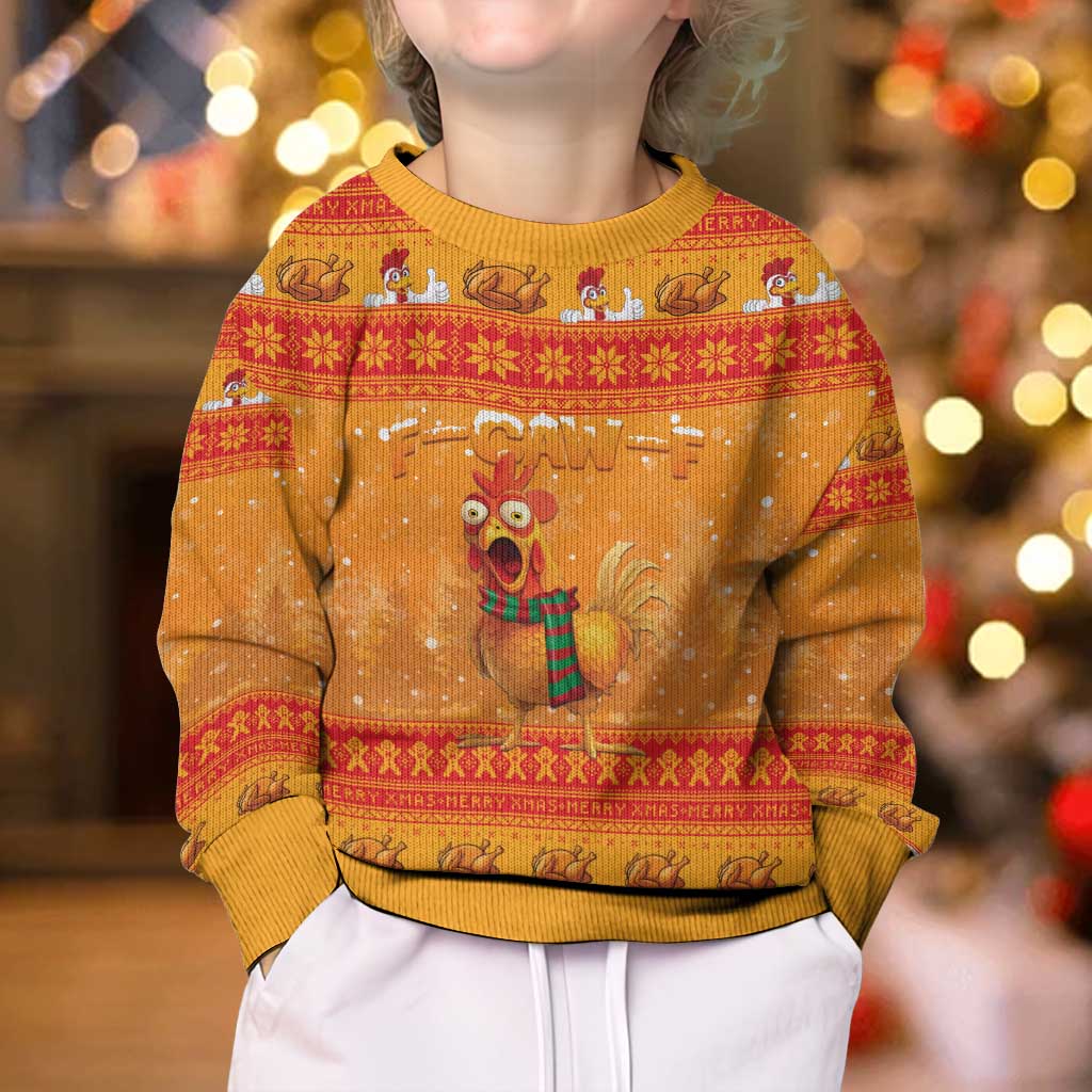 Funny Christmas F Caw F Chicken Kid Ugly Christmas Sweater Merry Craw Mas - Wonder Print Shop