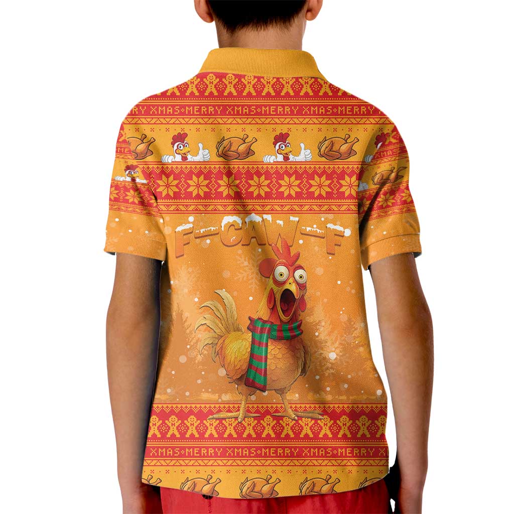 Funny Christmas F Caw F Chicken Kid Polo Shirt Merry Craw Mas - Wonder Print Shop