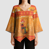 Funny Christmas F Caw F Chicken Kimono Sleeve Blouse Merry Craw Mas - Wonder Print Shop