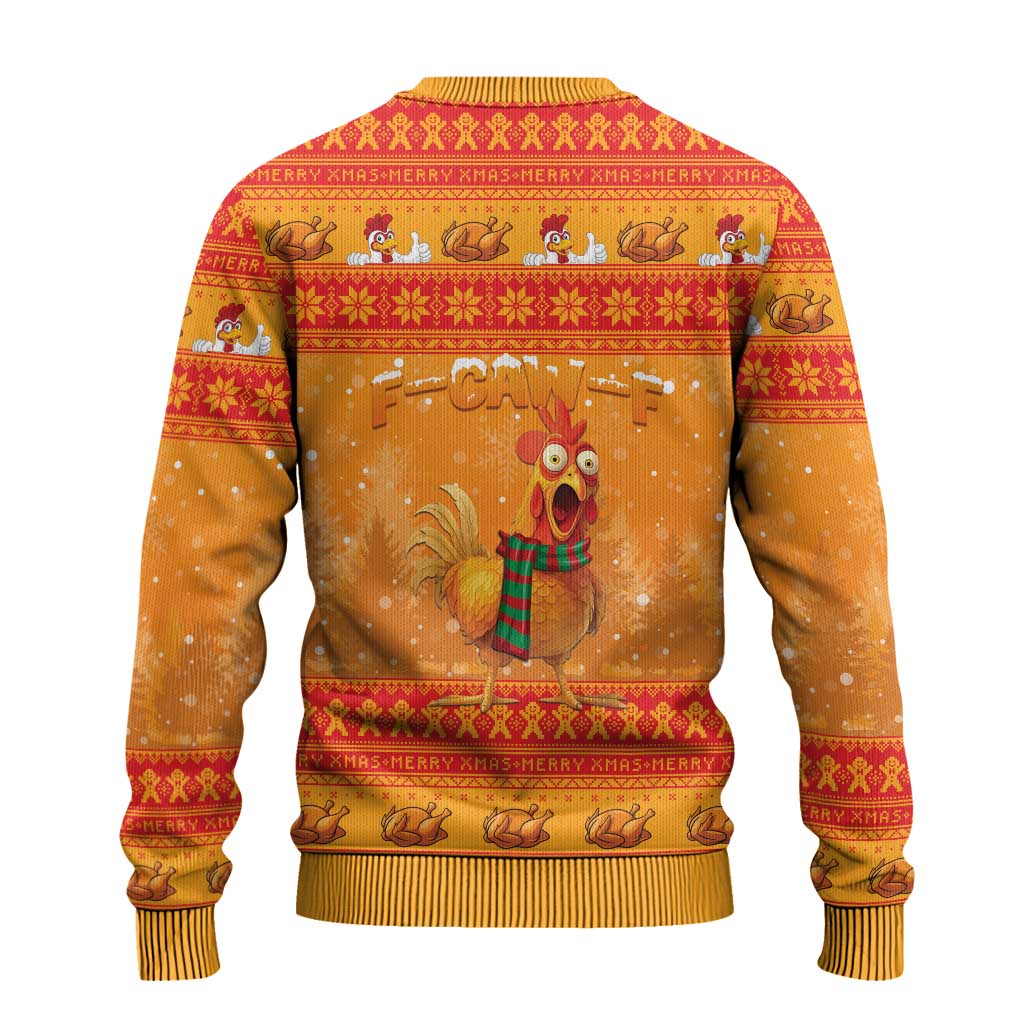 Funny Christmas F Caw F Chicken Ugly Christmas Sweater Merry Craw Mas - Wonder Print Shop
