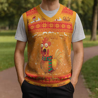 Funny Christmas F Caw F Chicken Christmas Knitted V-Neck Vest Merry Craw Mas - Wonder Print Shop