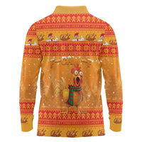 Funny Christmas F Caw F Chicken Long Sleeve Polo Shirt Merry Craw Mas - Wonder Print Shop