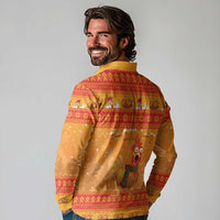 Funny Christmas F Caw F Chicken Long Sleeve Polo Shirt Merry Craw Mas - Wonder Print Shop