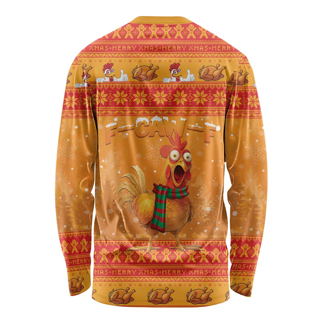 Funny Christmas F Caw F Chicken Long Sleeve Shirt Merry Craw Mas - Wonder Print Shop