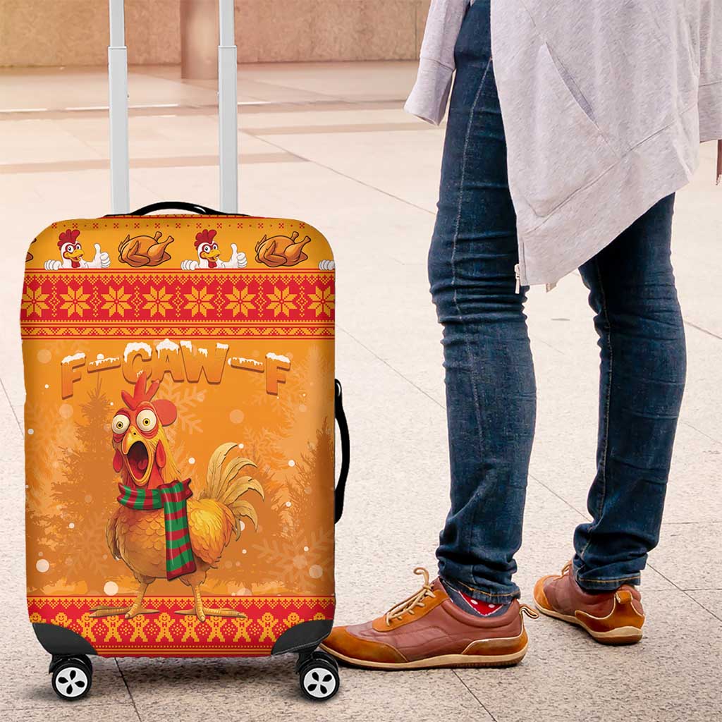 Funny Christmas F Caw F Chicken Luggage Cover Merry Craw Mas - Wonder Print Shop