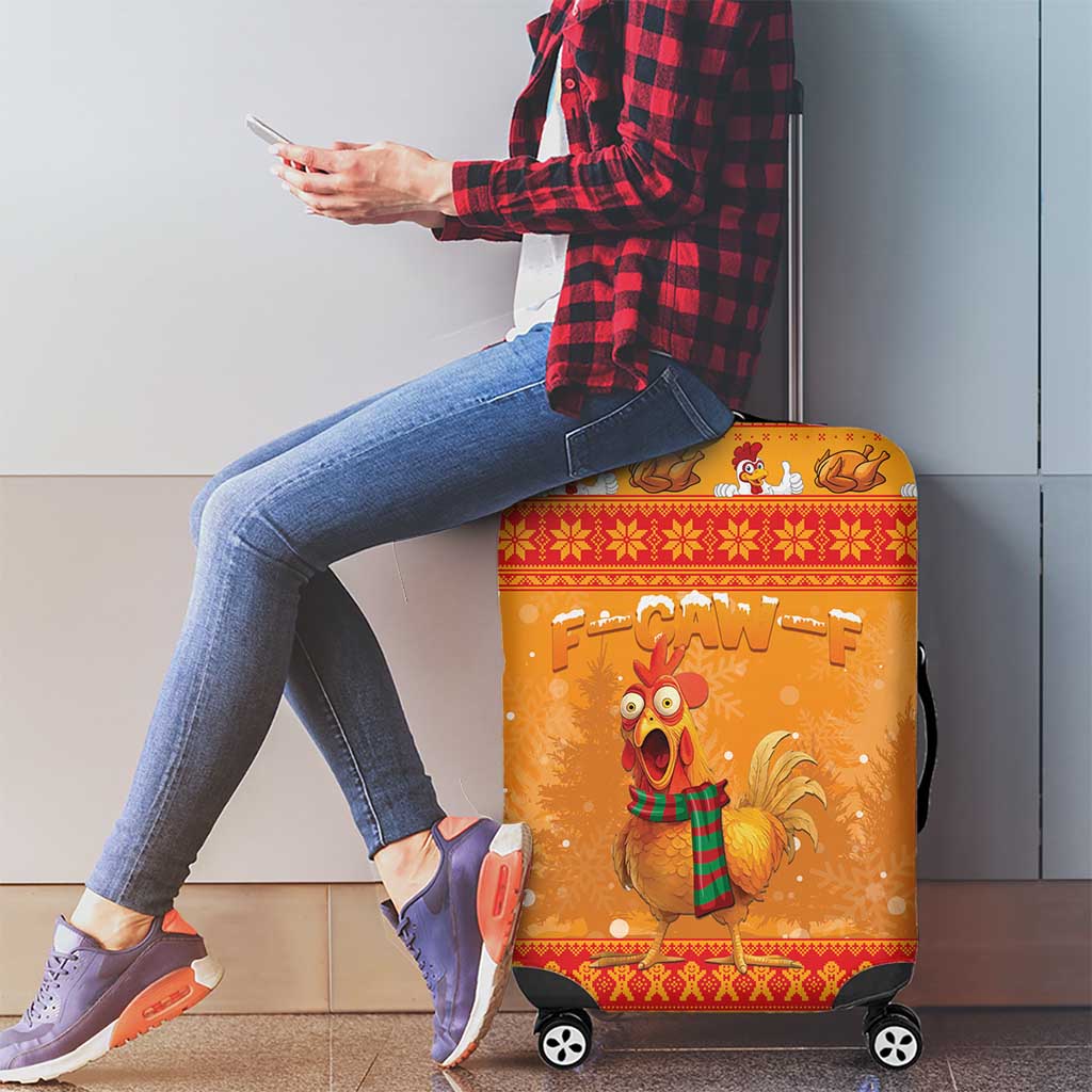 Funny Christmas F Caw F Chicken Luggage Cover Merry Craw Mas - Wonder Print Shop