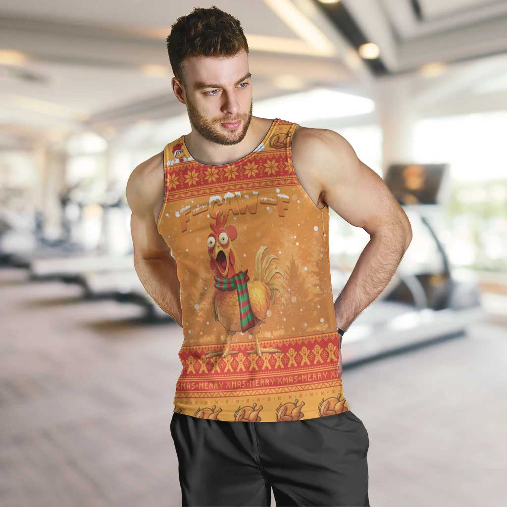 Funny Christmas F Caw F Chicken Men Tank Top Merry Craw Mas - Wonder Print Shop