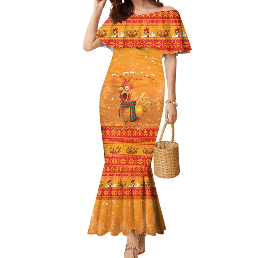 Funny Christmas F Caw F Chicken Mermaid Dress Merry Craw Mas - Wonder Print Shop