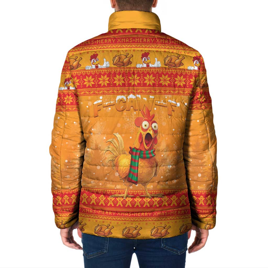 Funny Christmas F Caw F Chicken Padded Jacket Merry Craw Mas - Wonder Print Shop