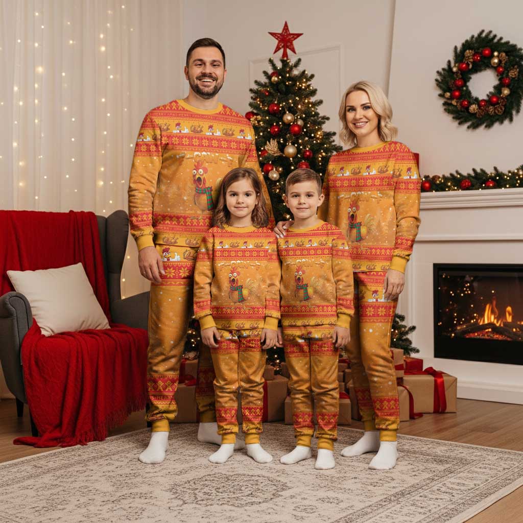 Funny Christmas F Caw F Chicken Christmas Pajama Set Merry Craw Mas - Wonder Print Shop