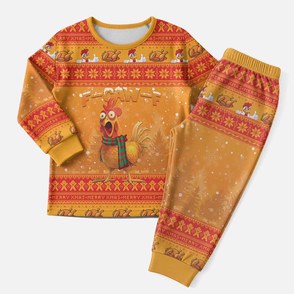 Funny Christmas F Caw F Chicken Christmas Pajama Set Merry Craw Mas - Wonder Print Shop