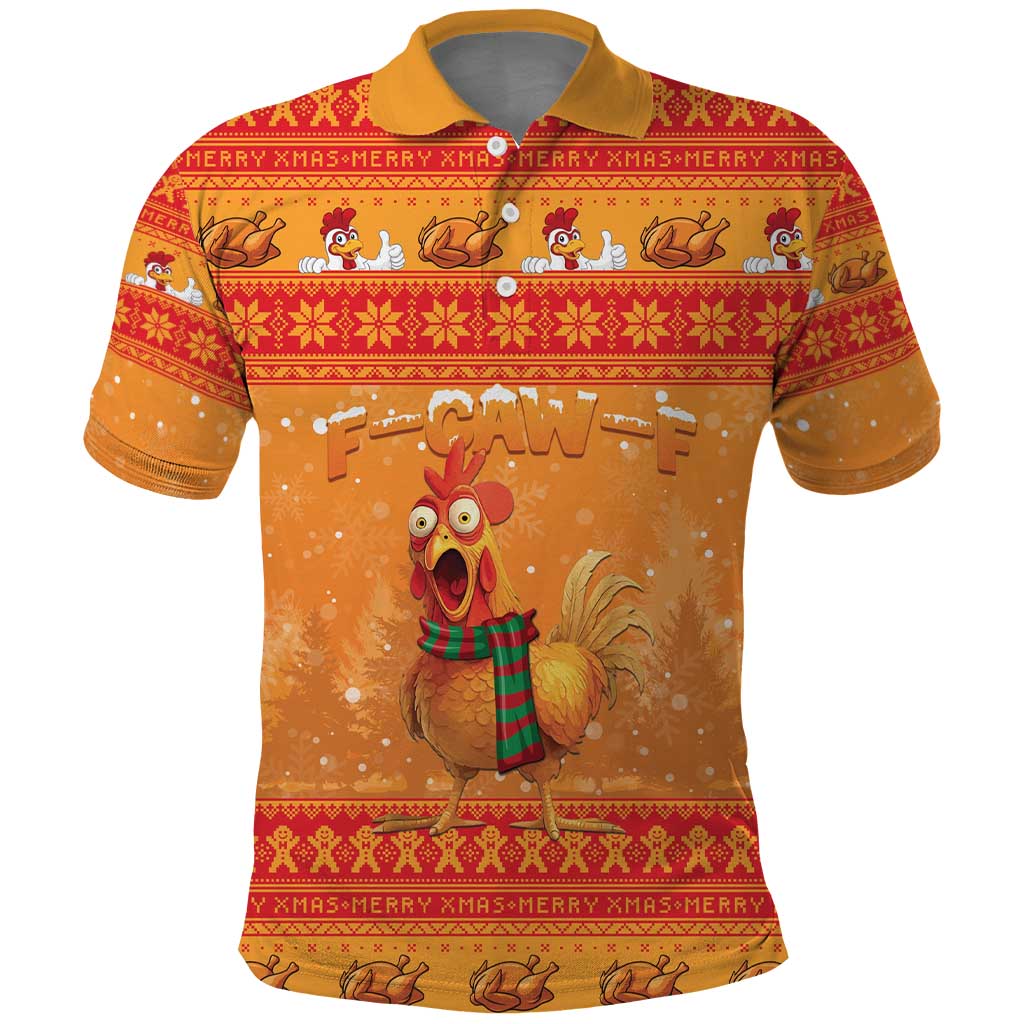 Funny Christmas F Caw F Chicken Polo Shirt Merry Craw Mas - Wonder Print Shop