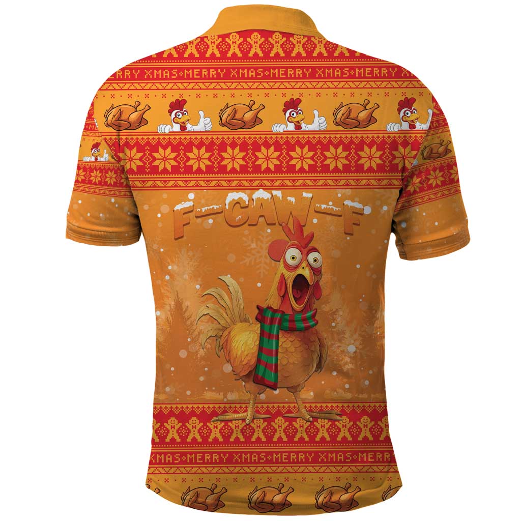 Funny Christmas F Caw F Chicken Polo Shirt Merry Craw Mas - Wonder Print Shop