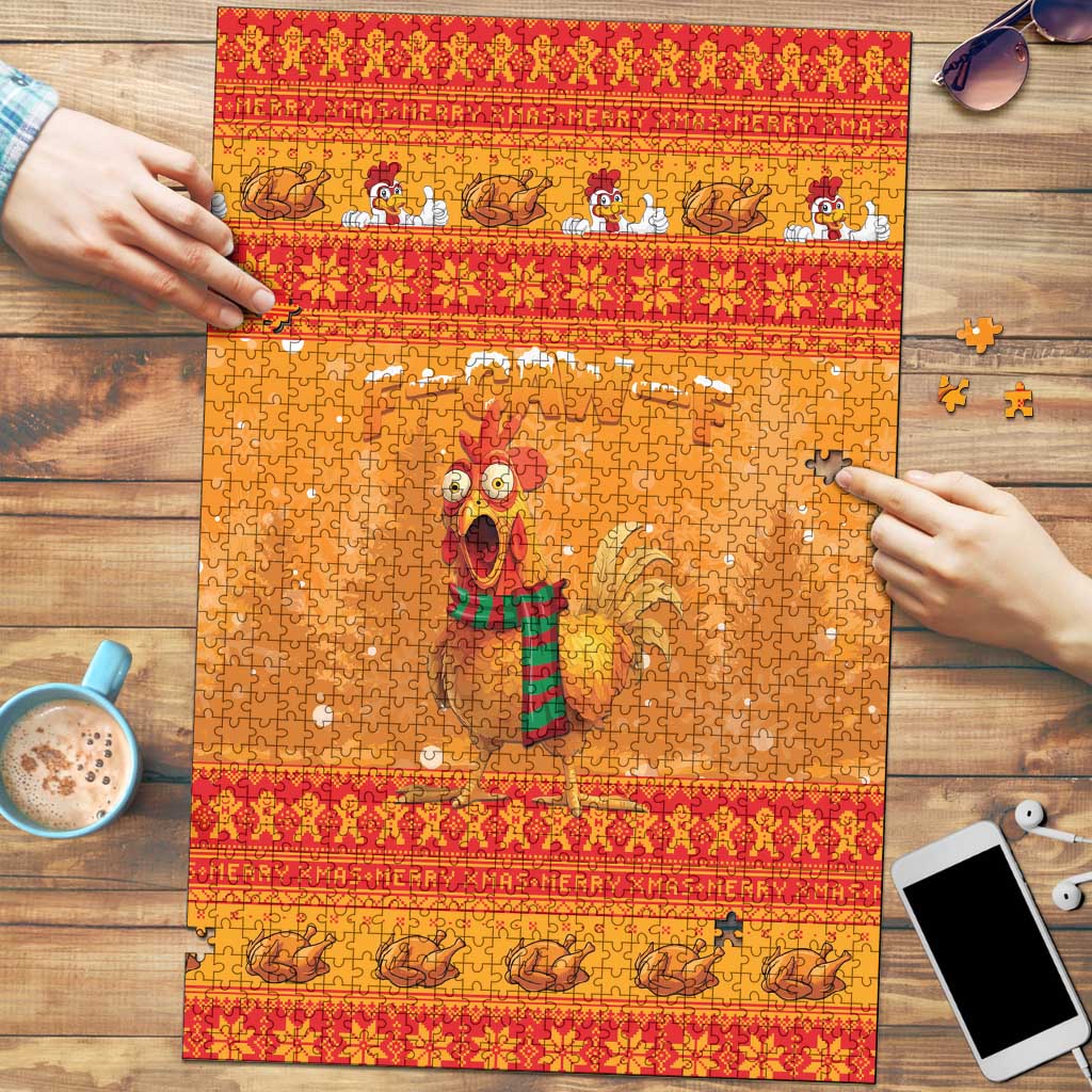 Funny Christmas F Caw F Chicken Puzzle Merry Craw Mas - Wonder Print Shop