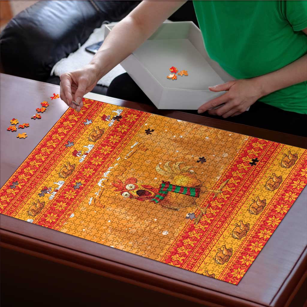 Funny Christmas F Caw F Chicken Puzzle Merry Craw Mas - Wonder Print Shop
