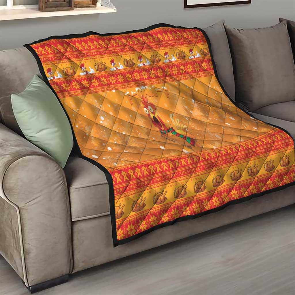 Funny Christmas F Caw F Chicken Quilt Merry Craw Mas - Wonder Print Shop