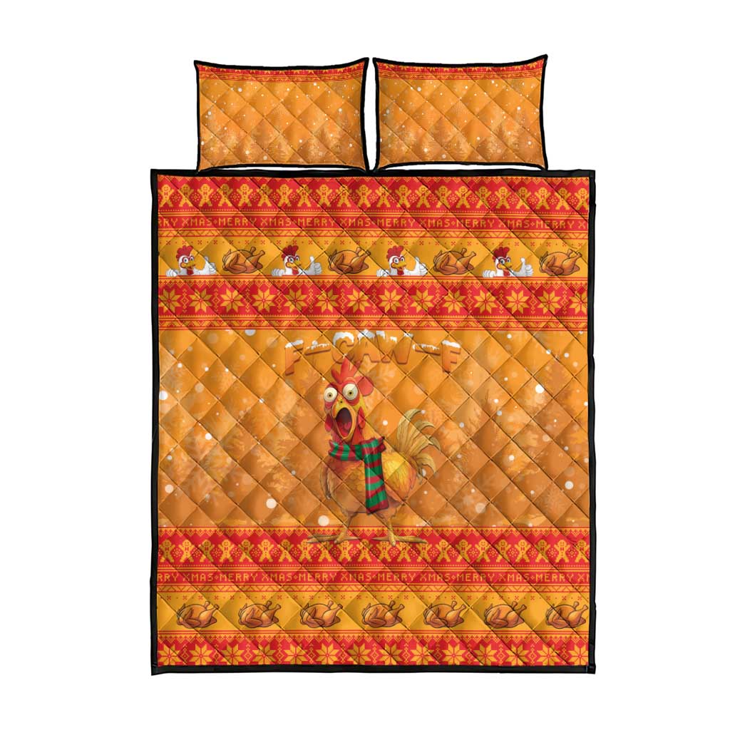 Funny Christmas F Caw F Chicken Quilt Bed Set Merry Craw Mas - Wonder Print Shop